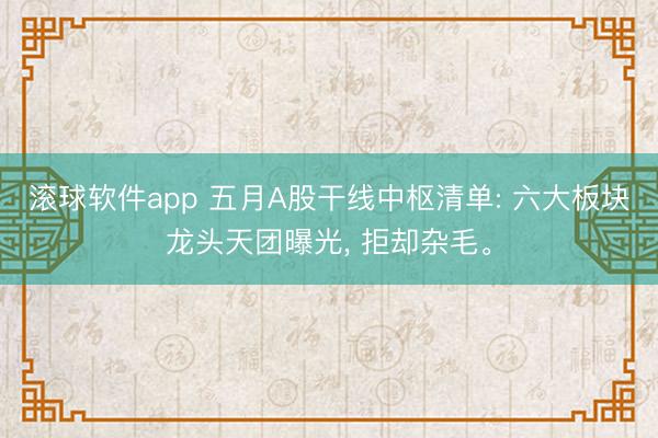 滚球软件app 五月A股干线中枢清单: 六大板块龙头天团曝光， 拒却杂毛。