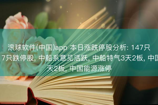 滚球软件(中国)app 本日涨跌停股分析: 147只涨停股、17只跌停股, 中船系意见活跃, 中船特气3天2板, 中国能源涨停