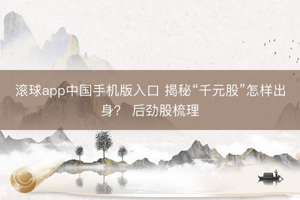 滚球app中国手机版入口 揭秘“千元股”怎样出身? 后劲股梳理