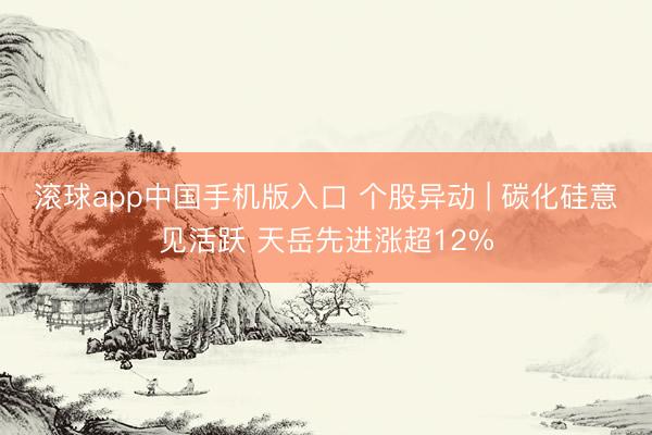 滚球app中国手机版入口 个股异动 | 碳化硅意见活跃 天岳先进涨超12%