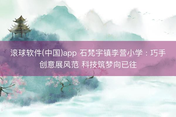 滚球软件(中国)app 石梵宇镇李营小学 : 巧手创意展风范 科技筑梦向已往