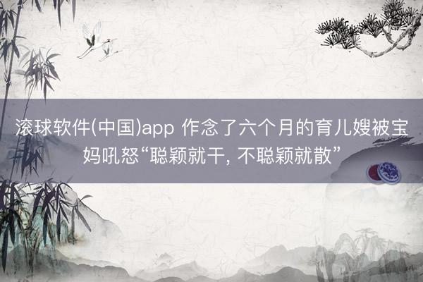 滚球软件(中国)app 作念了六个月的育儿嫂被宝妈吼怒“聪颖就干， 不聪颖就散”