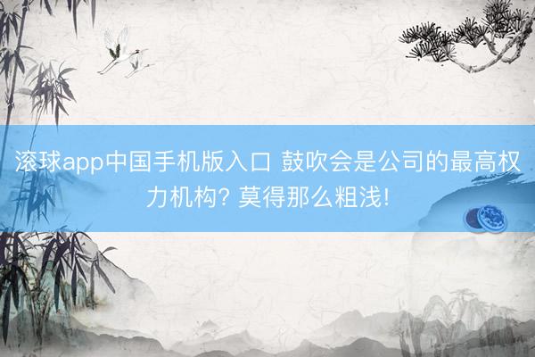 滚球app中国手机版入口 鼓吹会是公司的最高权力机构? 莫得那么粗浅!