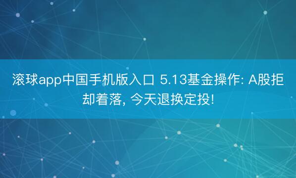 滚球app中国手机版入口 5.13基金操作: A股拒却着落， 今天退换定投!