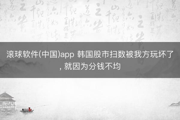 滚球软件(中国)app 韩国股市扫数被我方玩坏了， 就因为分钱不均