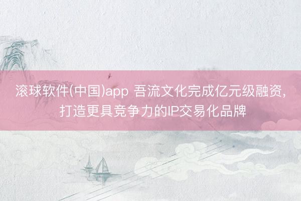 滚球软件(中国)app 吾流文化完成亿元级融资， 打造更具竞争力的IP交易化品牌