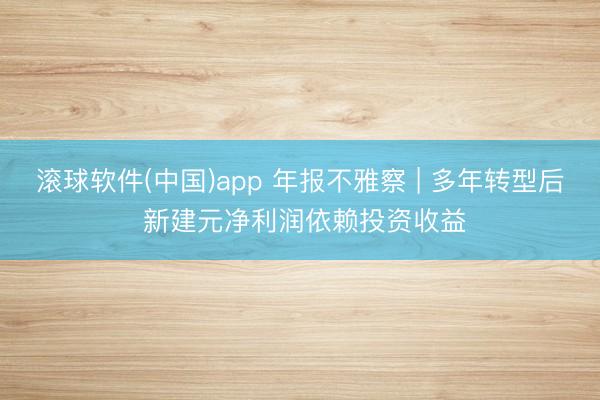 滚球软件(中国)app 年报不雅察 | 多年转型后 新建元净利润依赖投资收益