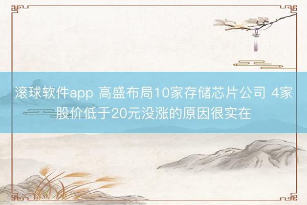滚球软件app 高盛布局10家存储芯片公司 4家股价低于20元没涨的原因很实在