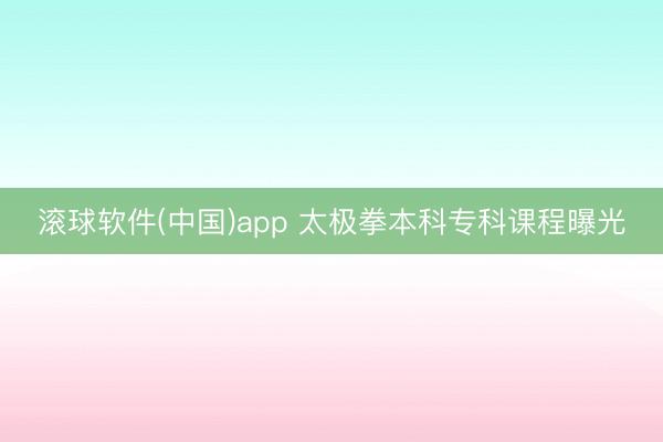 滚球软件(中国)app 太极拳本科专科课程曝光