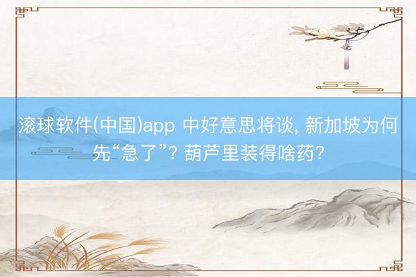 滚球软件(中国)app 中好意思将谈， 新加坡为何先“急了”? 葫芦里装得啥药?