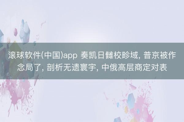 滚球软件(中国)app 奏凯日雠校畛域， 普京被作念局了， 剖析无遗寰宇， 中俄高层商定对表