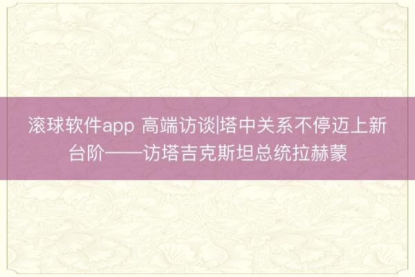 滚球软件app 高端访谈|塔中关系不停迈上新台阶——访塔吉克斯坦总统拉赫蒙