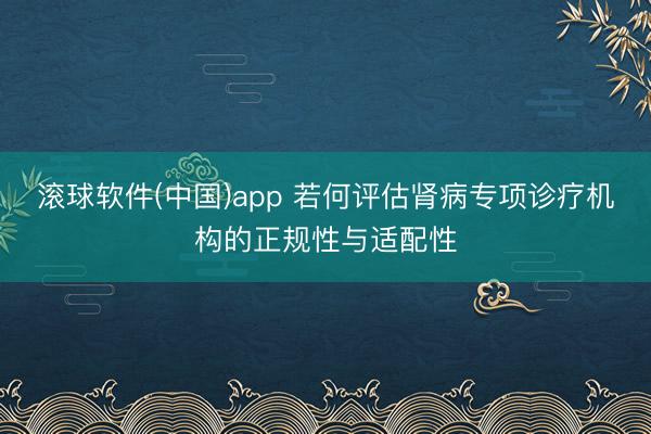 滚球软件(中国)app 若何评估肾病专项诊疗机构的正规性与适配性