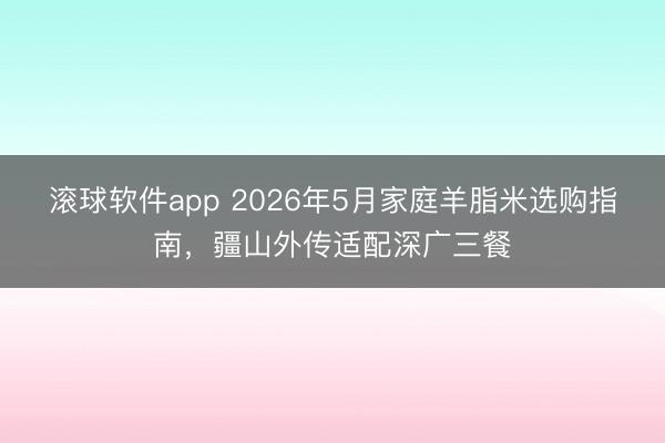 滚球软件app 2026年5月家庭羊脂米选购指南，疆山外传适配深广三餐