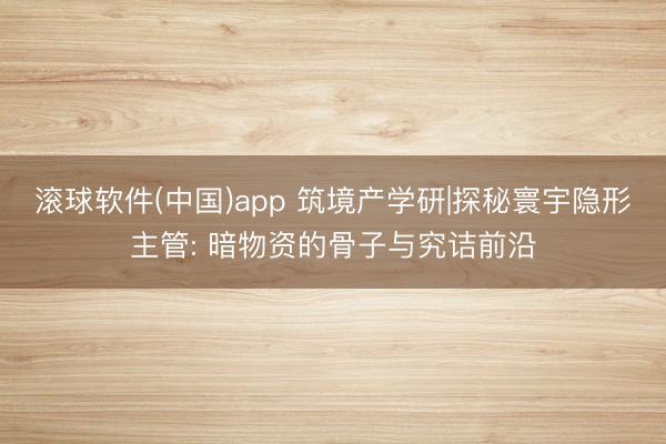 滚球软件(中国)app 筑境产学研|探秘寰宇隐形主管: 暗物资的骨子与究诘前沿