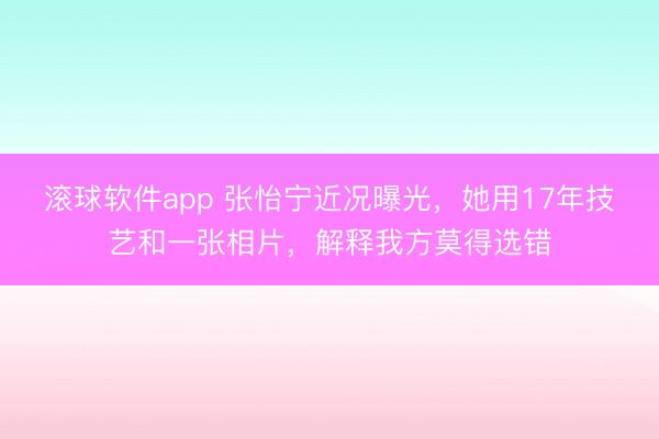 滚球软件app 张怡宁近况曝光，她用17年技艺和一张相片，解释我方莫得选错