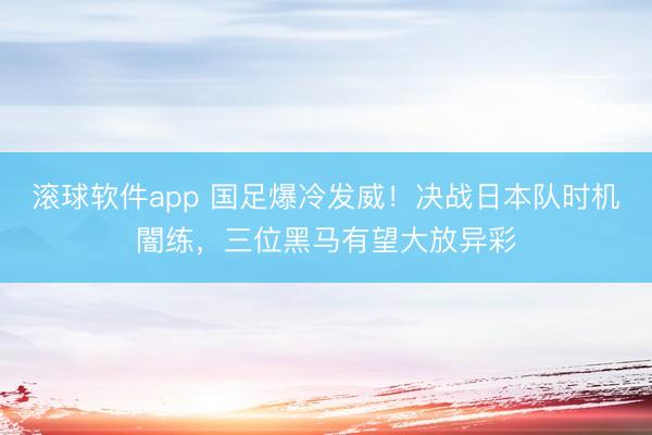 滚球软件app 国足爆冷发威！决战日本队时机闇练，三位黑马有望大放异彩