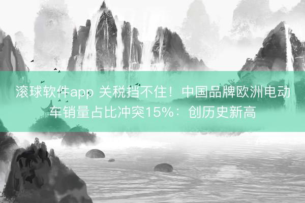 滚球软件app 关税挡不住！中国品牌欧洲电动车销量占比冲突15%：创历史新高