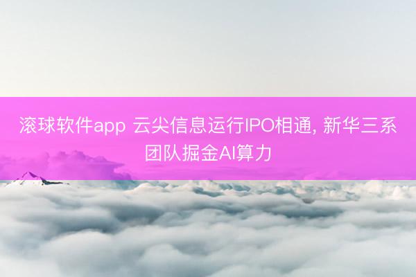 滚球软件app 云尖信息运行IPO相通， 新华三系团队掘金AI算力