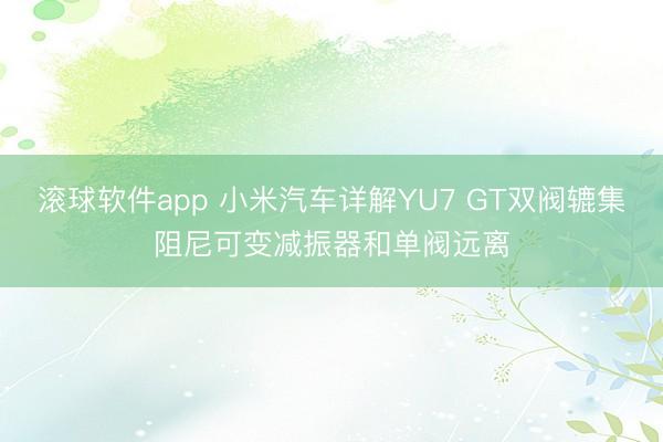 滚球软件app 小米汽车详解YU7 GT双阀辘集阻尼可变减振器和单阀远离