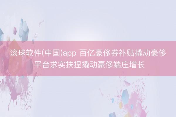 滚球软件(中国)app 百亿豪侈券补贴撬动豪侈 平台求实扶捏撬动豪侈端庄增长