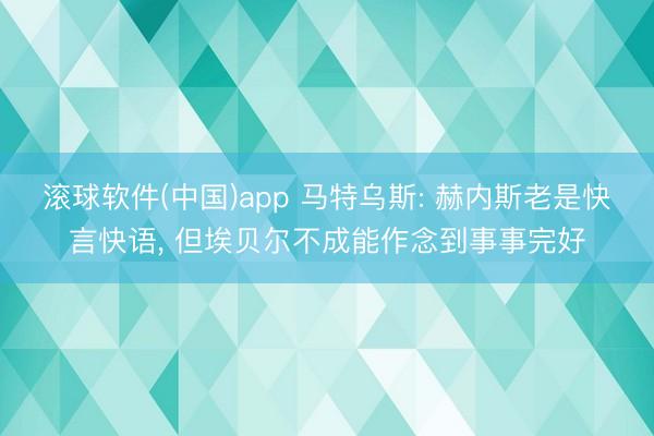 滚球软件(中国)app 马特乌斯: 赫内斯老是快言快语， 但埃贝尔不成能作念到事事完好