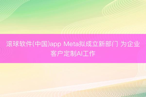 滚球软件(中国)app Meta拟成立新部门 为企业客户定制AI工作